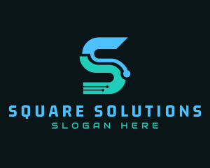 Blue Tech Letter S logo design