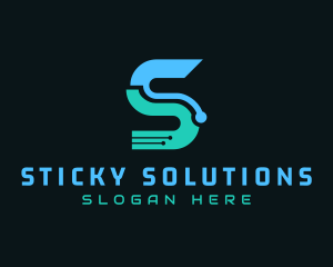 Blue Tech Letter S logo design