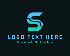 Technology - Blue Tech Letter S logo design