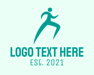 Run - Green Human Runner logo design
