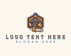 Badge - Chainsaw Logging Lumberjack logo design