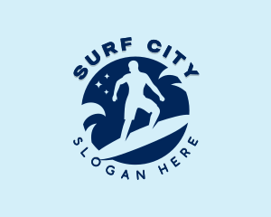 Surfboard Surfing Man logo design