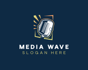 Broadcast - Microphone DJ Podcast logo design