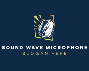 Microphone DJ Podcast logo design