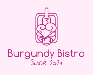 Burgundy - Heart Wine Bottle logo design