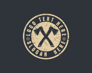 Forestry - Rustic Timber Log Axe logo design