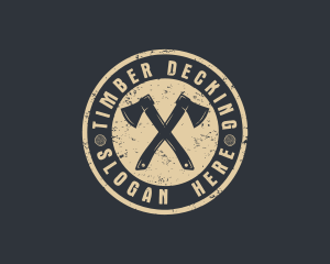 Rustic Timber Log Axe logo design