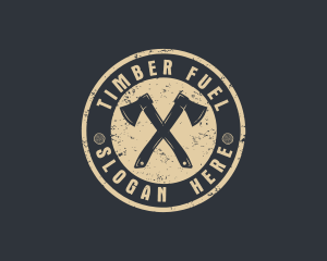 Rustic Timber Log Axe logo design