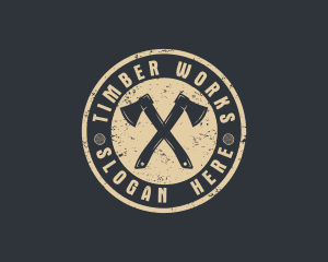 Rustic Timber Log Axe logo design