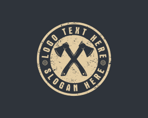 Rustic Timber Log Axe Logo