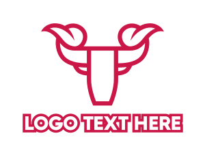 Oxen - Red Modern Bull logo design