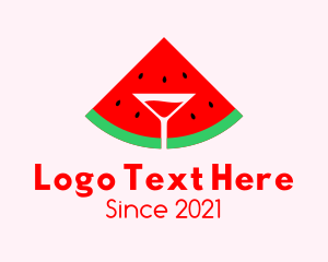 Healthy - Watermelon Cocktail Glass logo design