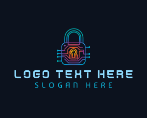 Passcode - Circuit Tech Padlock logo design