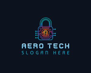 Circuit Tech Padlock logo design