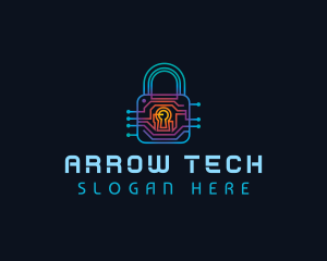 Circuit Tech Padlock logo design