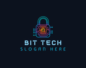 Circuit Tech Padlock logo design