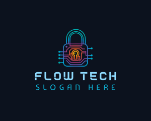 Circuit Tech Padlock logo design