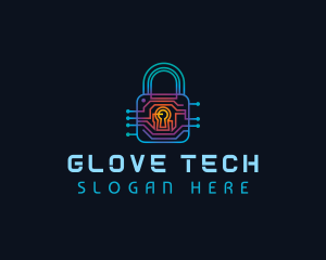 Circuit Tech Padlock logo design