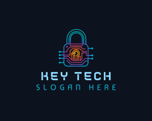 Circuit Tech Padlock logo design