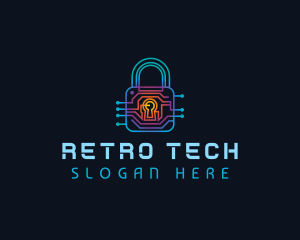 Circuit Tech Padlock logo design