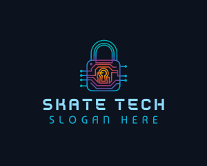 Circuit Tech Padlock logo design