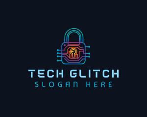 Circuit Tech Padlock logo design