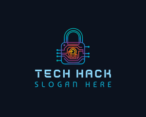 Circuit Tech Padlock logo design