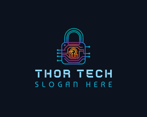 Circuit Tech Padlock logo design