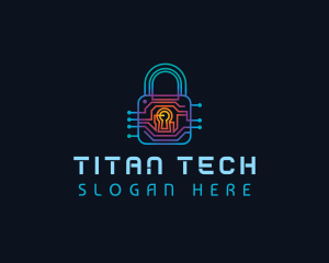 Circuit Tech Padlock logo design