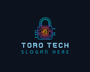 Circuit Tech Padlock logo design