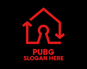 Lock - Red Keyhole House logo design