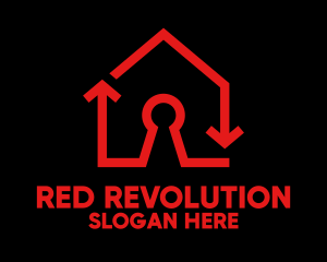 Red Keyhole House logo design