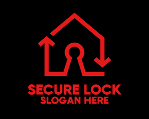 Locked - Red Keyhole House logo design