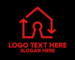 Locked - Red Keyhole House logo design