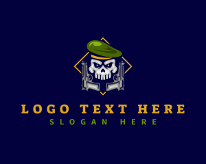 Military Skull Pistol logo design