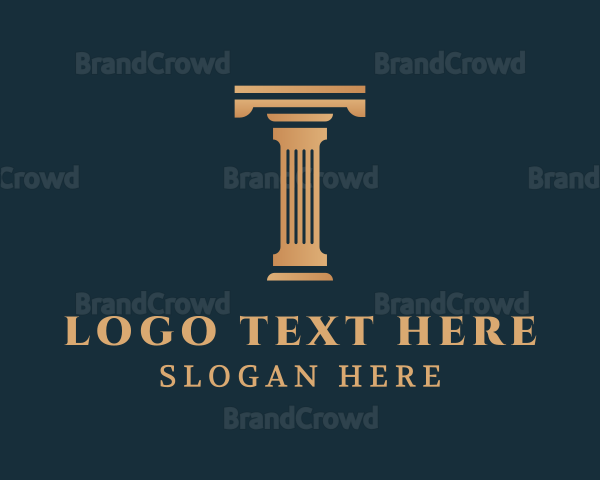 Modern Greek Pillar Letter T Logo