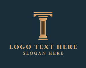 School - Modern Greek Pillar Letter T logo design