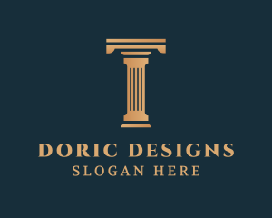 Doric - Modern Greek Pillar Letter T logo design