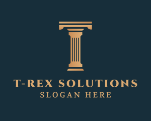 Modern Greek Pillar Letter T logo design