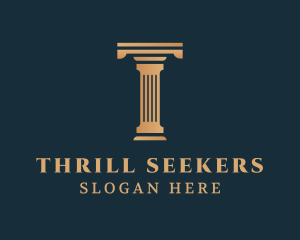 Modern Greek Pillar Letter T logo design