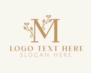 Gold - Elegant Floral Letter M logo design