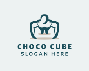 Teal Muscle Bodybuilder Logo