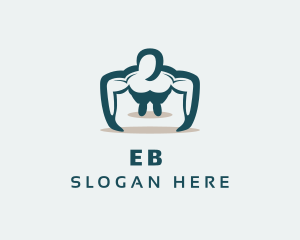 Teal Muscle Bodybuilder Logo