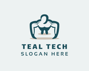 Teal Muscle Bodybuilder logo design