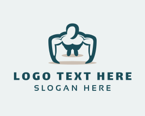 Teal Muscle Bodybuilder Logo