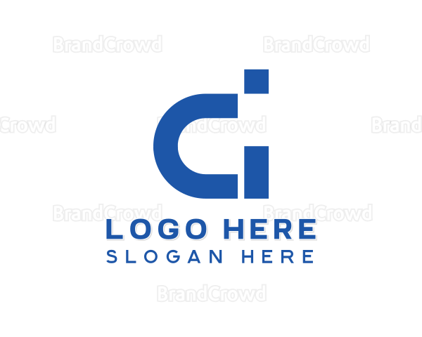 Blue Tech Letter CI Logo