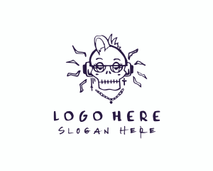 Hip Hop Skull Headphones Logo