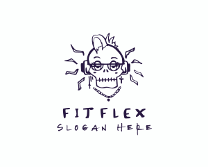 Skull - Hip Hop Skull Headphones logo design