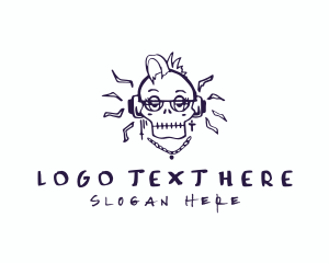 Bling - Hip Hop Skull Headphones logo design