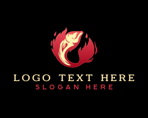 Seafood - Flaming Seafood BBQ Fish logo design